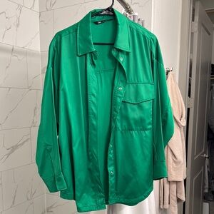 Zara Oversized Green Snap Button Shirt/Jacket